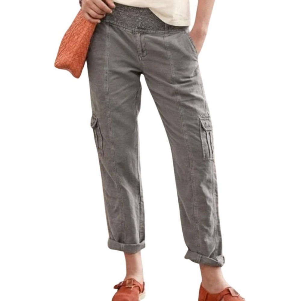 SUNDANCE  MORE‎ THAN CARGO EMBROIDERED  LINEN  COTTON PANT SIZE 10 P